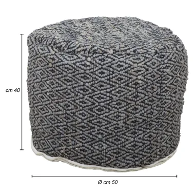 PUFF DAMASCEK OKRĄGŁY 50X50X40 cm (90% SKÓRA / 10% BAWEŁNA)